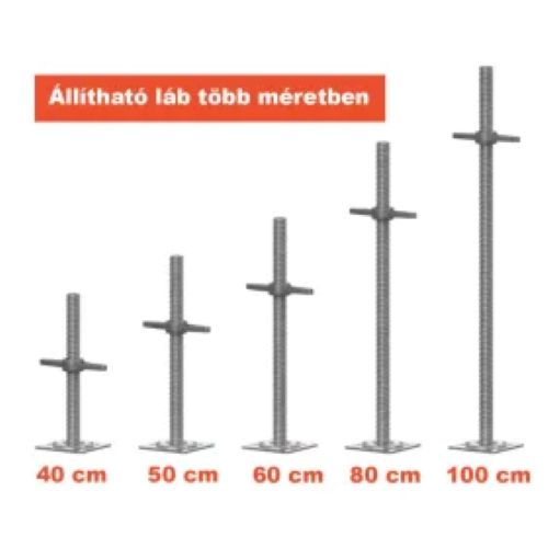 Állítható láb homlokzati állványhoz, több méretben